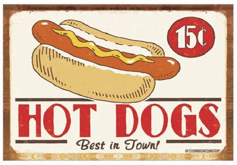 Vintage Home Decor Hot Dogs Vintage Metal Tin Signs Retro Metal Sign Decor The Wall of Cafe Bar ...