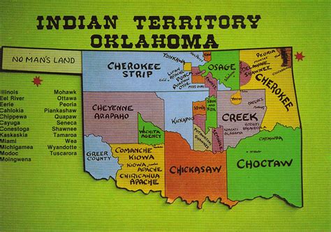 Oklahoma Indian Territory Map Postcard | Oklahoma's name is … | Flickr