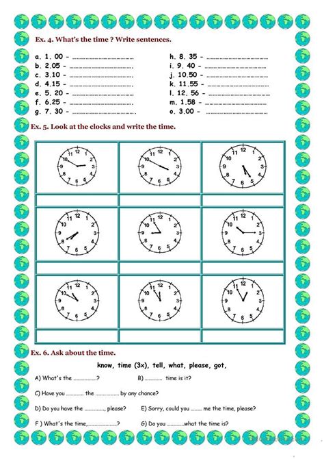 TELLING THE TIME | Telling the time exercises, Time worksheets, Worksheets