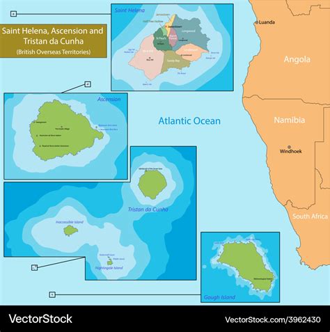 Saint helena ascension and tristan da cunha map Vector Image