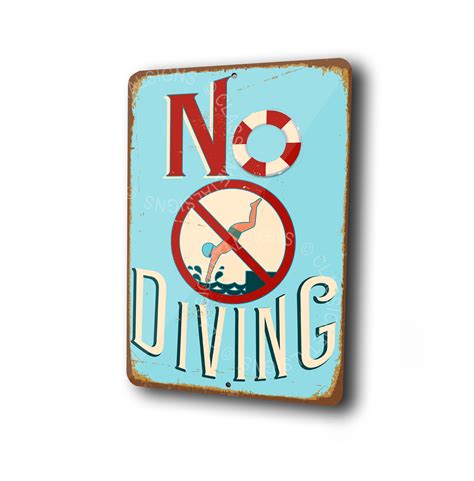 No Diving Pool Sign | Swimming Pool Decor | Pool Signs | Pool Decor