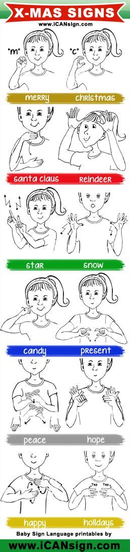 Baby Sign Language - ASL Christmas Signs chart