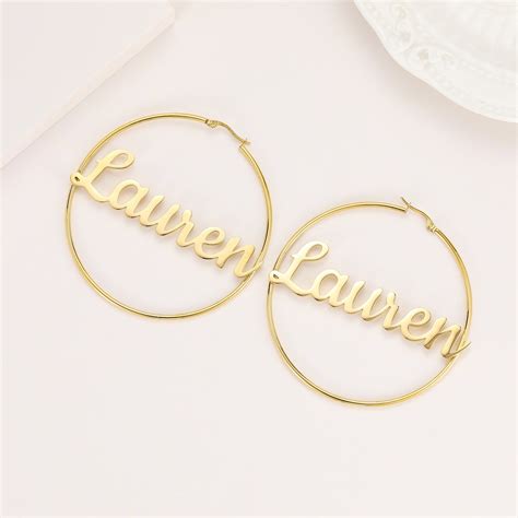 Personalized Name Hoop Earrings in Gold / Rose Gold / Silver - Etsy