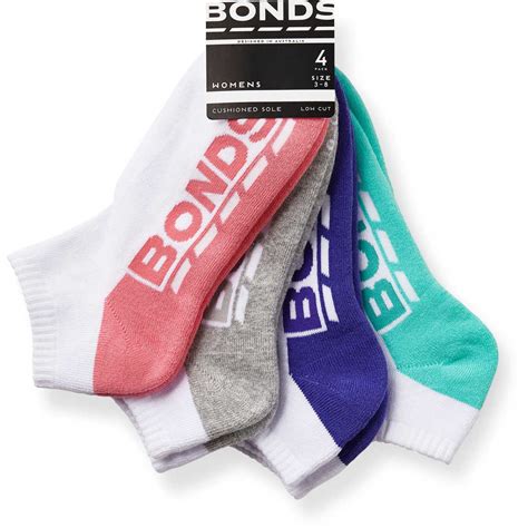 Bonds Womens Logo Lowcut Socks 4 Pack - Multi - Assorted - Size 2-8 | BIG W