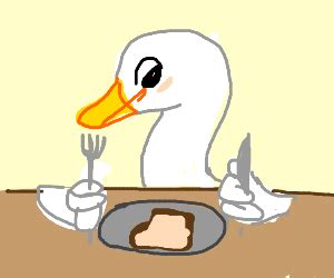 duck eating loaf of bread - Drawception