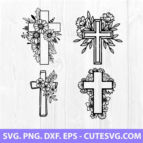 Flower Cross SVG, Floral Easter Cross SVG, Religious SVG