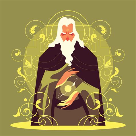 Old Wizard with His Great Magic Power 7710967 Vector Art at Vecteezy