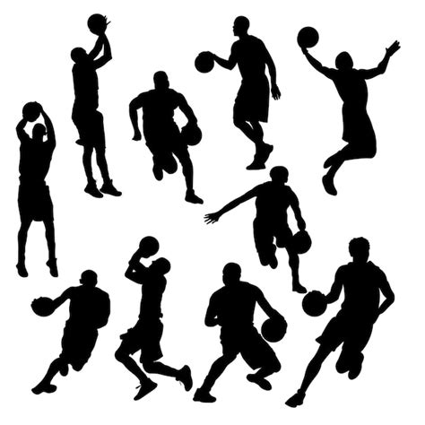 Premium Vector | Silhouette of basketball player with ball shooting dunk