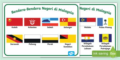 Tikar Perkataan Bendera-Bendera Negeri Di Malaysia