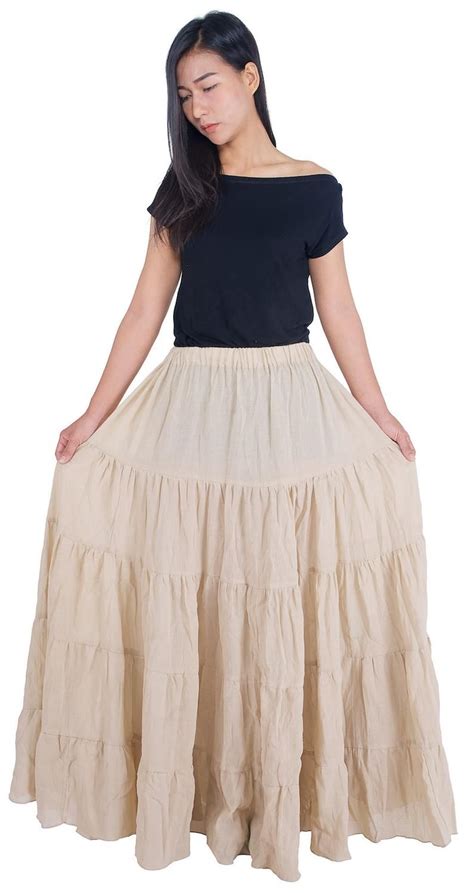 Women's Beige Long Cotton Ruffle Skirt Full Circle Long | Etsy in 2020 | Weekend skirts, Long ...