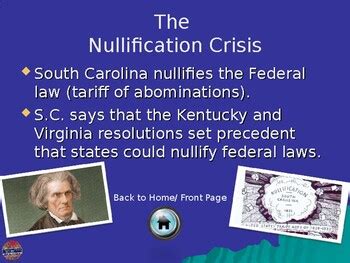 Nullification Crisis Powerpoint Flow Chart Andrew Jackson Activity