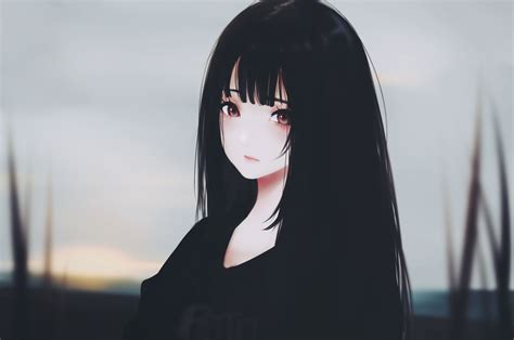 Desktop Wallpaper Original Black Hair Anime Girl Cute | The Best Porn ...