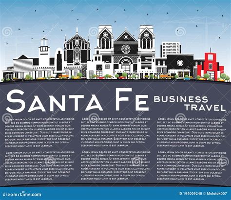 Santa Fe New Mexico City Skyline with Color Buildings, Blue Sky and ...