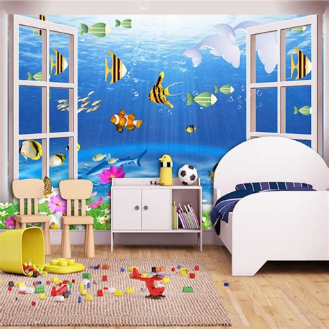 Kids Room Aquarium Bedroom For Kids - Underwater Aquarium Coral Fish 3d ...