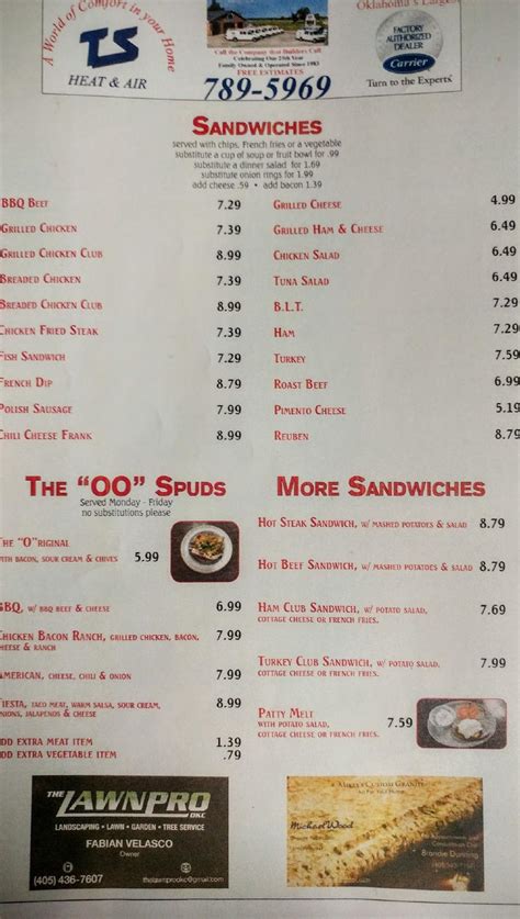 Menu at Olde Orchard Restaurant, Yukon, 326 Elm Ave