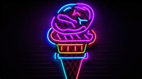 Premium AI Image | A neon sign of a neon ice cream cone