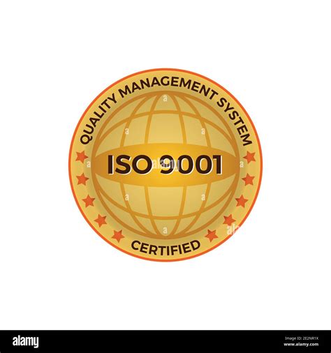 ISO 9001 certified golden label, vector illustration. Iso 9001 standard certified icon vector on ...