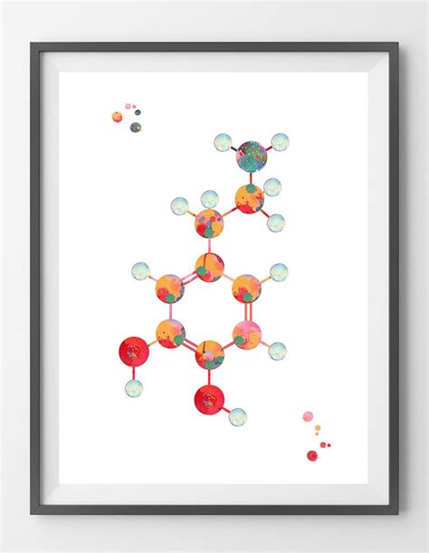 Dopamine Molecule watercolor print dopamine formula poster science Art ...