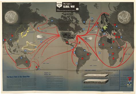 Striking Second World War map of " Global War " - Rare & Antique Maps