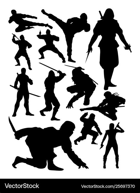 Ninja silhouette Royalty Free Vector Image - VectorStock