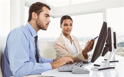 Business People Using Computer in Office Stock Photo - Image of indoors ...