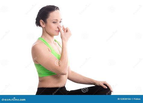 Vishnu Mudra In Hatha Yoga Alternate Nostril Breathing Stock Photo ...