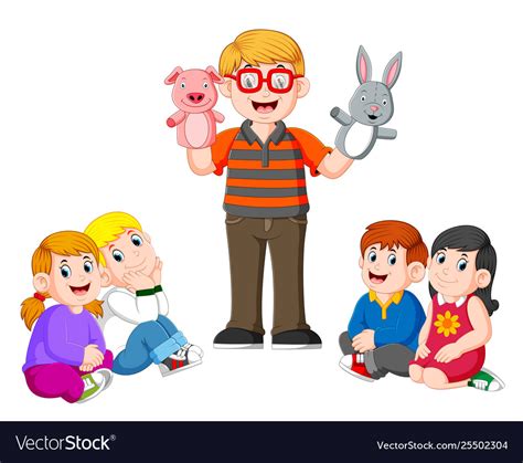 Teacher is doing story telling Royalty Free Vector Image