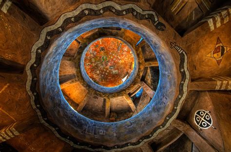 Interior view of the Desert View Watchtower at the Grand Canyon. The Architect was Mary Colter ...