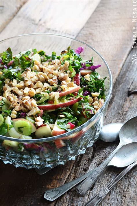 Apple Walnut Rainbow Swiss Chard Salad Recipe - An Edible Mosaic™