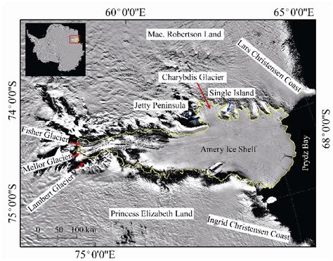 Location map of the Amery Ice Shelf in East Antarctica, with major ice... | Download Scientific ...