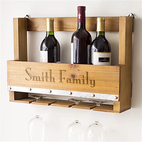 Cathys Concepts Personalized Rustic 5 Bottle Wall Mounted Wine Rack ...