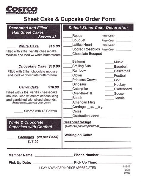 sams club cake order form