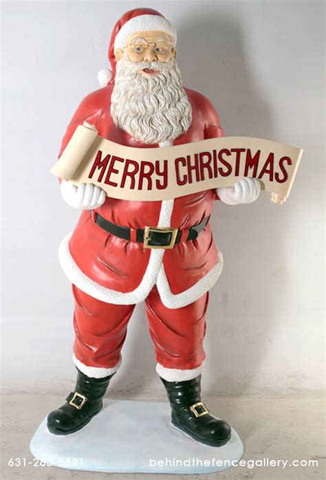 Santa Statue with Christmas Banner 5 ft. Santa with Christmas Banner ...