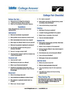 College-Fair-Checklist | Cleveland Benedictine High School