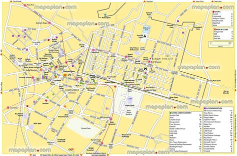 Jaipur map - Jaipur Old City Center detailed interactive map in English, public transport rail ...