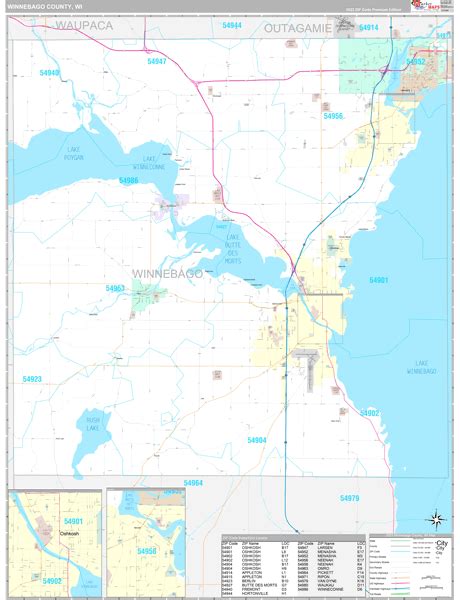 Winnebago County, WI Wall Map Premium Style by MarketMAPS - MapSales