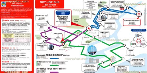 Hop on hop off Tokyo map - Tokyo hop on hop off bus map (Kantō - Japan)