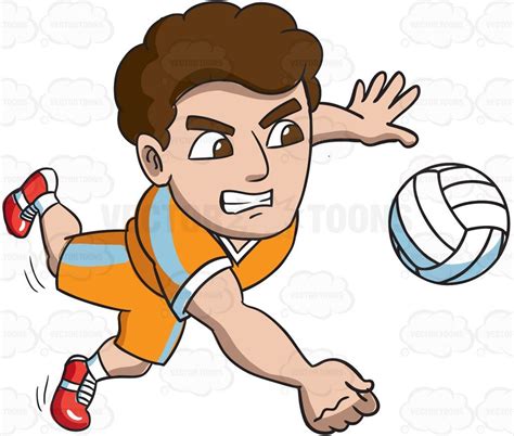 A Male Volleyball Athlete Goes For A Dig | Cartoon character design, Cartoon clip art, Character ...
