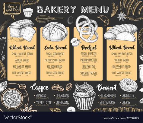 Restaurant bakery menu design Royalty Free Vector Image