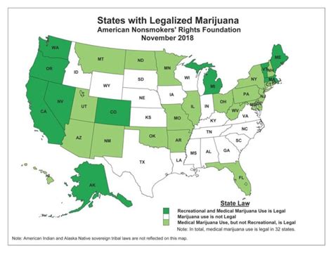 Map of states with Legalized Marijuana - American Nonsmokers' Rights ...