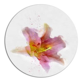 Watercolor Pink Lily Flower Sketch, Floral Round Metal Wall Art - Contemporary - Metal Wall Art ...