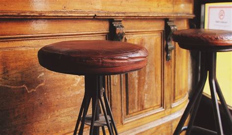 gray metal base brown leather round bar stool free image | Peakpx