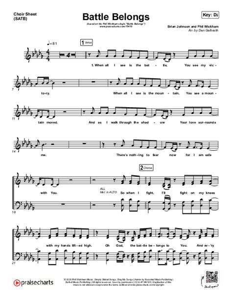 Battle Belongs Sheet Music PDF (Phil Wickham) - PraiseCharts