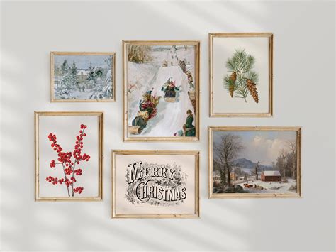 Vintage Christmas Printable Poster Collection Set of 6 - Etsy