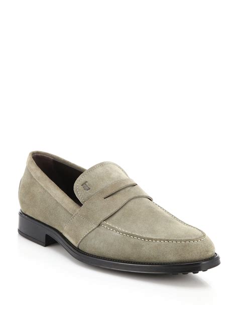 Lyst - Tod'S Suede Penny Loafers in Natural for Men