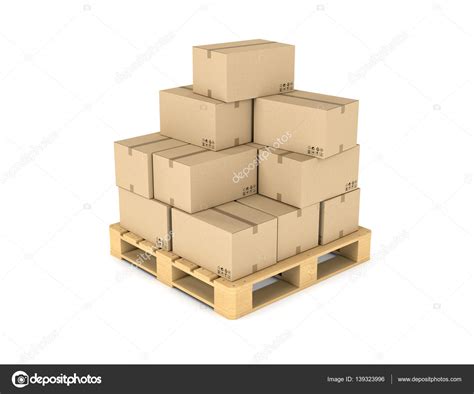 Rendering of several carton boxes stacked evenly on a double-decked pallet Stock Photo by ...