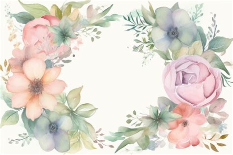 Premium AI Image | A floral border with pink and blue flowers.