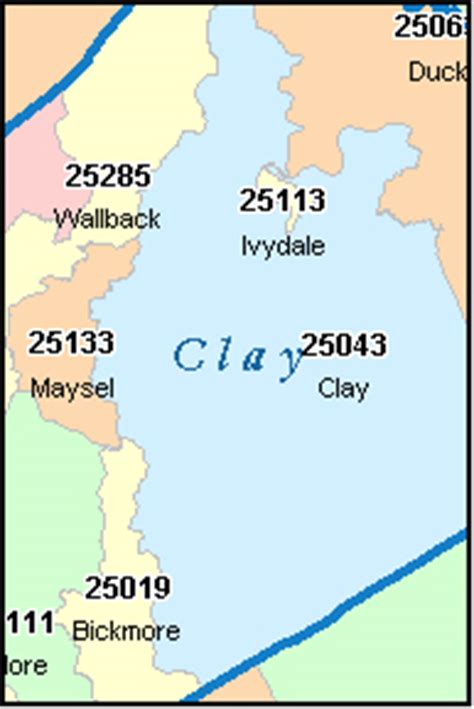 CLAY County, West Virginia Digital ZIP Code Map