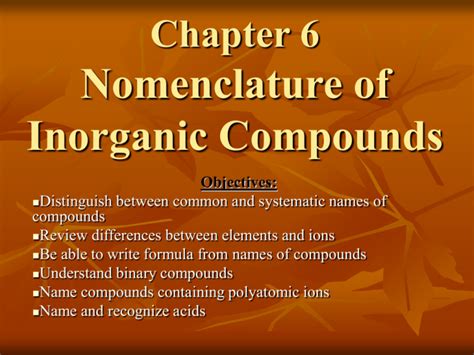 Chapter 6 Nomenclature of Inorganic Compounds