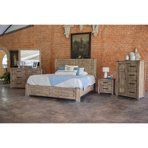 International Furniture Direct Cozumel x1+x1+IFD2061NTSx1+IFD2061CHTx1 Rustic 5-Piece Queen ...